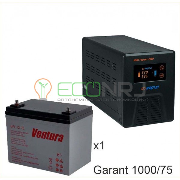Инвертор (ИБП) Энергия ПН-1000 + Аккумуляторная батарея Ventura GPL 12-75