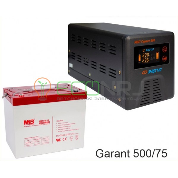ИБП (инвертор) Энергия Гарант 500(пн-500) + Аккумуляторная батарея MNB MМ75-12