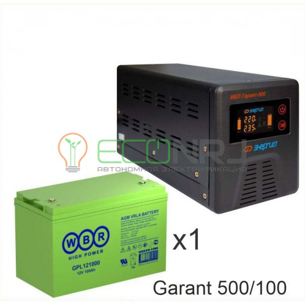 ИБП (инвертор) Энергия Гарант 500(пн-500) + Аккумуляторная батарея WBR GPL121000