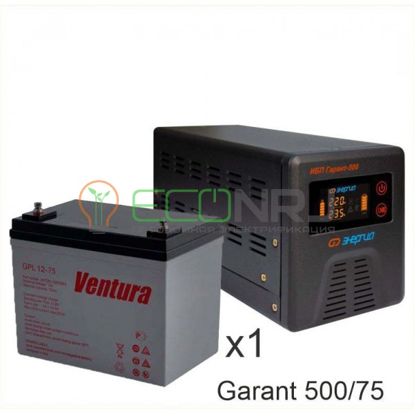 ИБП (инвертор) Энергия Гарант 500(пн-500) + Аккумуляторная батарея Ventura GPL 12-75