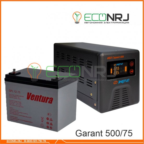 ИБП (инвертор) Энергия Гарант 500(пн-500) + Аккумуляторная батарея Ventura GPL 12-75