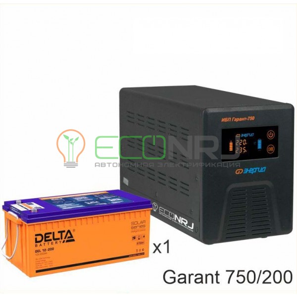 Инвертор (ИБП) Энергия ПН-750 + Аккумуляторная батарея Delta GEL 12-200