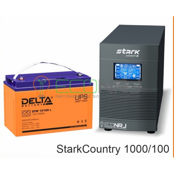 Инвертор (ИБП) Stark Country 1000 Online, 16А + АКБ Delta DTM 12100 L