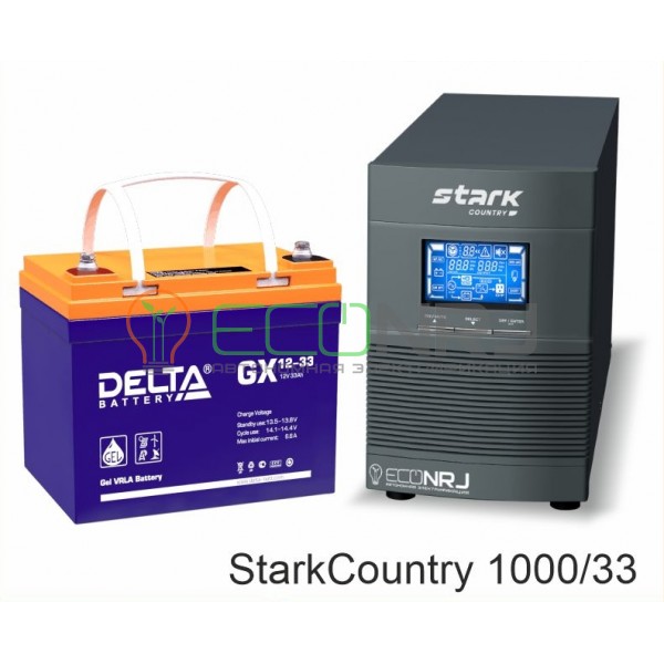 Инвертор (ИБП) Stark Country 1000 Online, 16А + АКБ Delta GX 1233