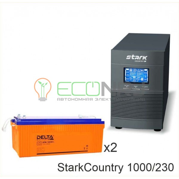 Инвертор (ИБП) Stark Country 1000 Online, 16А + АКБ Delta DTM 12230 L