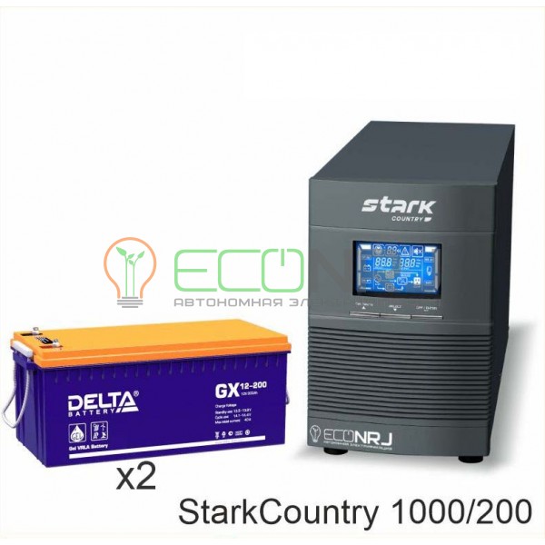 Инвертор (ИБП) Stark Country 1000 Online, 16А + АКБ Delta GX 12200