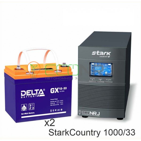 Инвертор (ИБП) Stark Country 1000 Online, 16А + АКБ Delta GX 1233