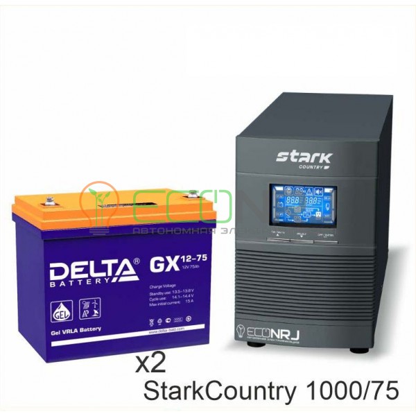 Инвертор (ИБП) Stark Country 1000 Online, 16А + АКБ Delta GX 1275