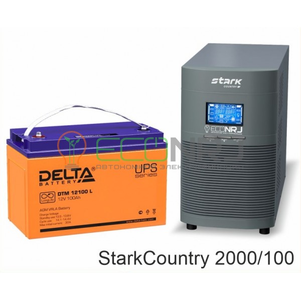 Инвертор (ИБП) Stark Country 2000 Online, 16А + АКБ Delta DTM 12100 L
