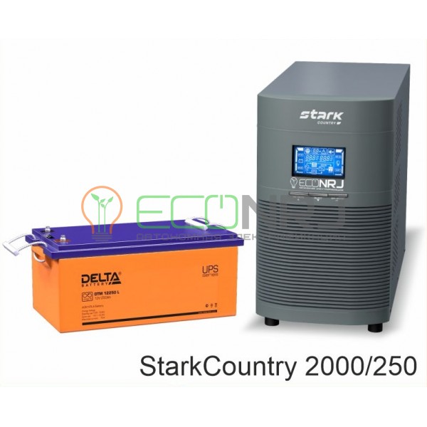 Инвертор (ИБП) Stark Country 2000 Online, 16А + АКБ Delta DTM 12250 L
