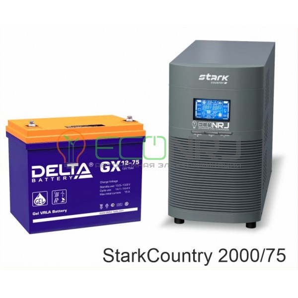 Инвертор (ИБП) Stark Country 2000 Online, 16А + АКБ Delta GX 12-75