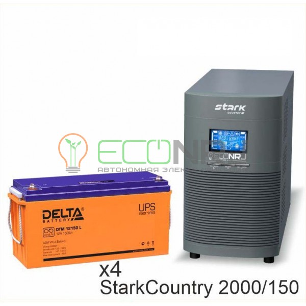 Инвертор (ИБП) Stark Country 2000 Online, 16А + АКБ Delta DTM 12150 L