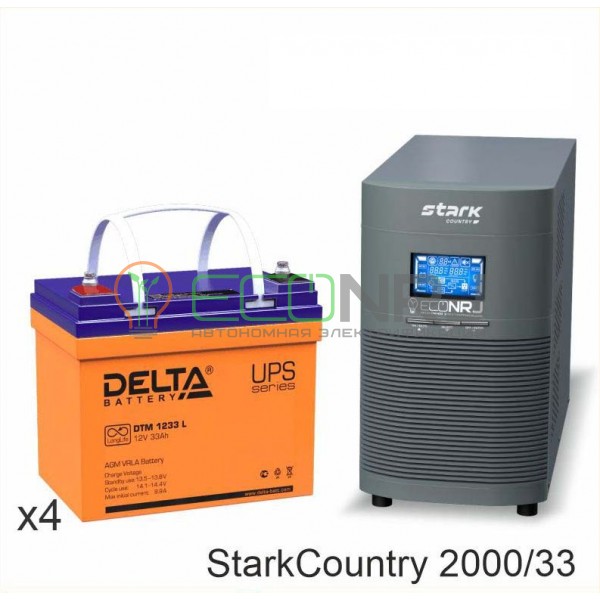 Инвертор (ИБП) Stark Country 2000 Online, 16А + АКБ Delta DTM 1233 L