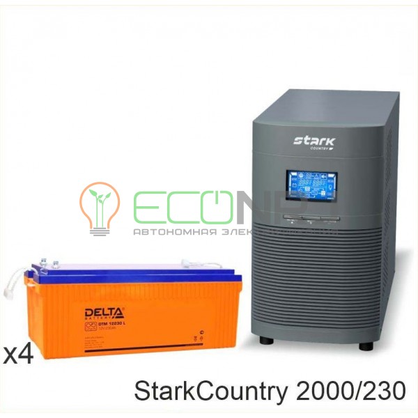 Инвертор (ИБП) Stark Country 2000 Online, 16А + АКБ Delta DTM 12230 L