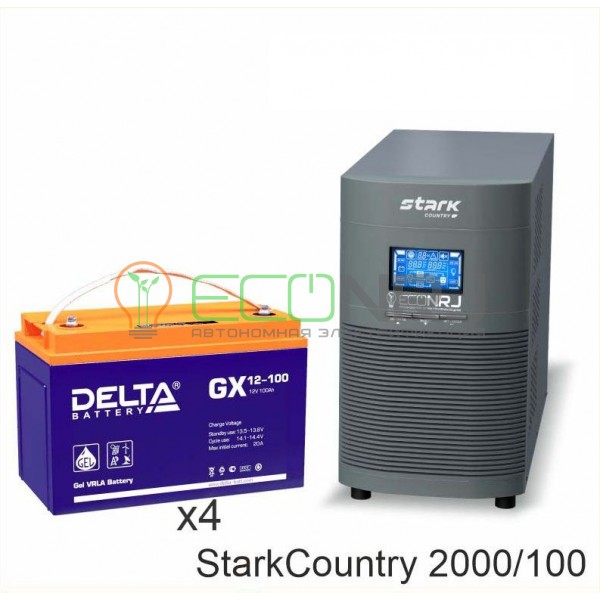 Инвертор (ИБП) Stark Country 2000 Online, 16А + АКБ Delta GX 12-100