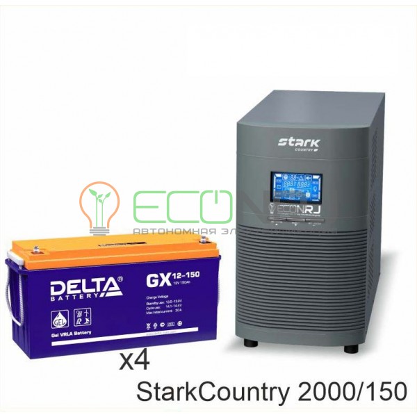 Инвертор (ИБП) Stark Country 2000 Online, 16А + АКБ Delta GX 12-150