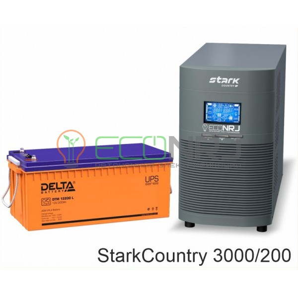 Инвертор (ИБП) Stark Country 3000 Online, 12А + АКБ Delta DTM 12200 L