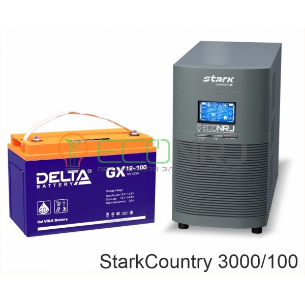 Инвертор (ИБП) Stark Country 3000 Online, 12А + АКБ Delta GX 12-100