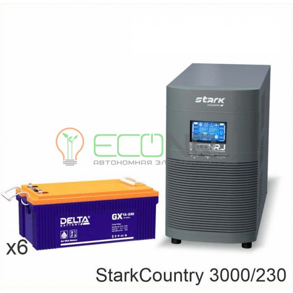 Инвертор (ИБП) Stark Country 3000 Online, 12А + АКБ Delta GX 12-230