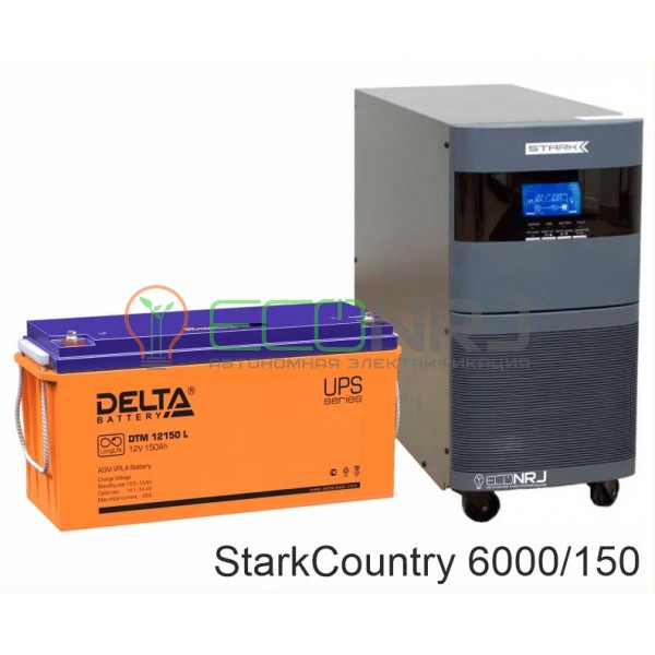Инвертор (ИБП) Stark Country 6000 Online, 12А + АКБ Delta DTM 12150 L