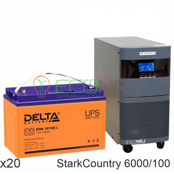 Инвертор (ИБП) Stark Country 6000 Online, 12А + АКБ Delta DTM 12100 L