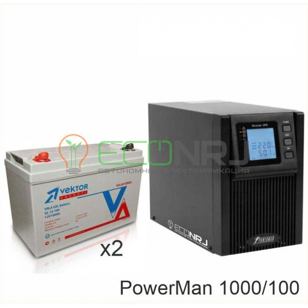 ИБП POWERMAN ONLINE 1000 Plus + Аккумуляторная батарея Vektor GL 12-100