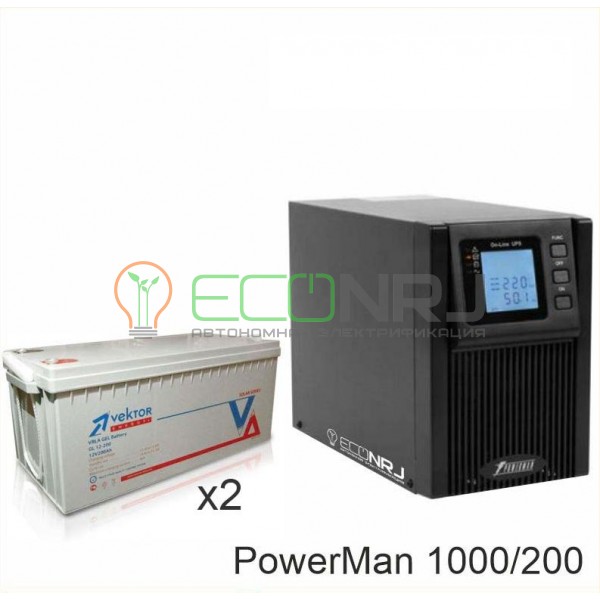 ИБП POWERMAN ONLINE 1000 Plus + Аккумуляторная батарея Vektor GL 12-200