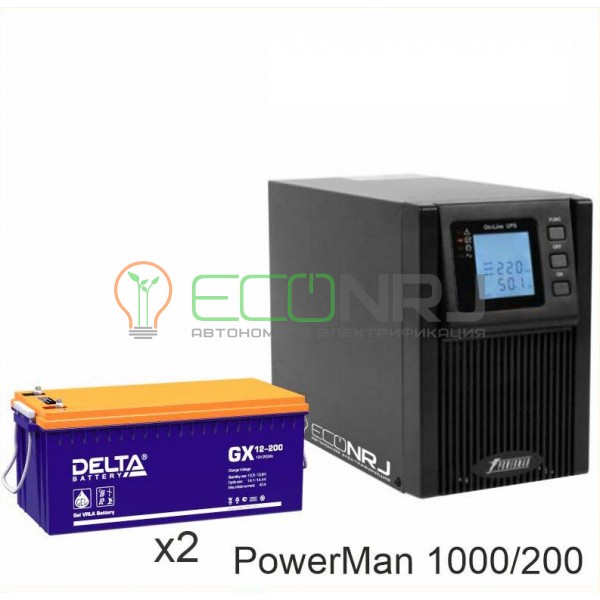 ИБП POWERMAN ONLINE 1000 Plus + Аккумуляторная батарея Delta GX 12-200