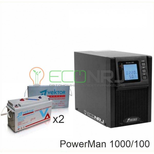ИБП POWERMAN ONLINE 1000 Plus + Аккумуляторная батарея Vektor VPbC 12-100