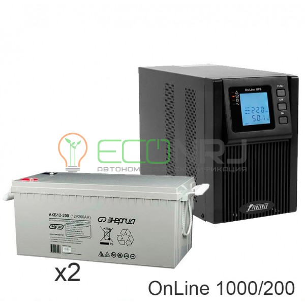 ИБП POWERMAN ONLINE 1000 Plus + Аккумуляторная батарея Энергия АКБ 12–200