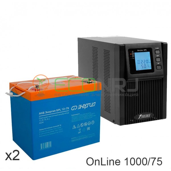 ИБП POWERMAN ONLINE 1000 Plus + Аккумуляторная батарея Энергия GPL 12–75