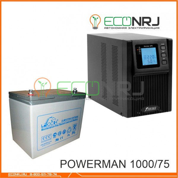 ИБП POWERMAN ONLINE 1000 Plus + Аккумуляторная батарея LEOCH DJM1275