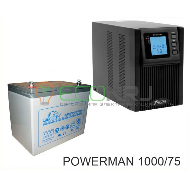 ИБП POWERMAN ONLINE 1000 Plus + Аккумуляторная батарея LEOCH DJM1275