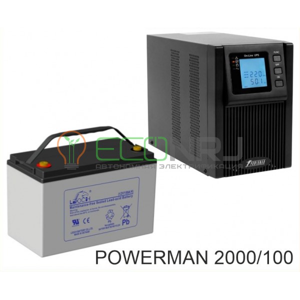 ИБП POWERMAN ONLINE 2000 Plus + Аккумуляторная батарея LEOCH DJM12100