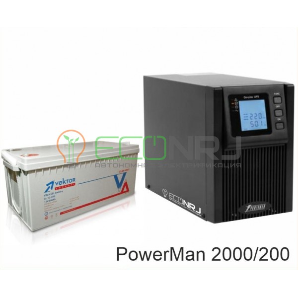 ИБП POWERMAN ONLINE 2000 Plus + Аккумуляторная батарея Vektor GL 12-200