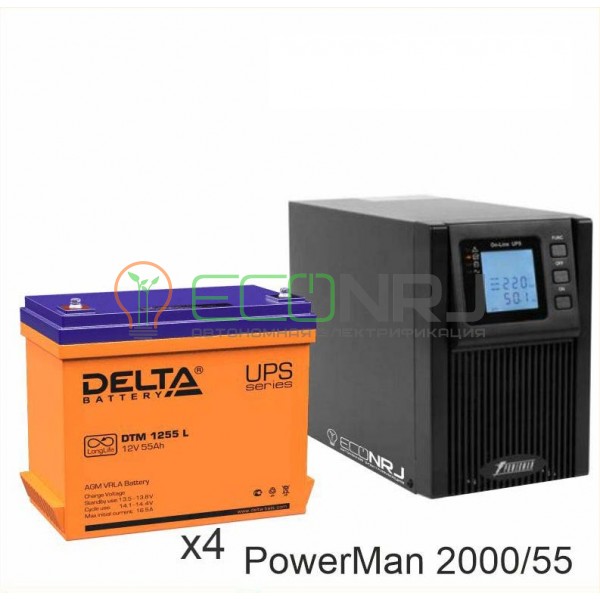 ИБП POWERMAN ONLINE 2000 Plus + Аккумуляторная батарея Delta DTM 1255 L