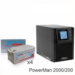 ИБП POWERMAN ONLINE 2000 Plus + Vektor VPbC 12-200