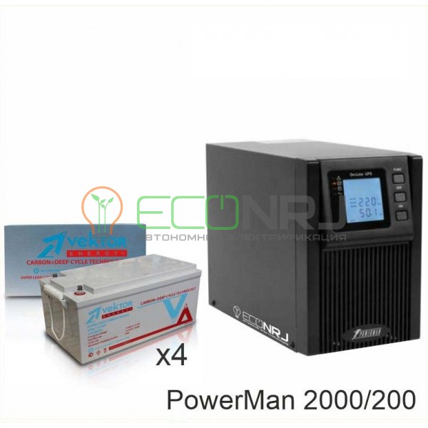 ИБП POWERMAN ONLINE 2000 Plus + Аккумуляторная батарея Vektor VPbC 12-200