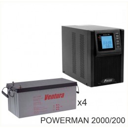 ИБП POWERMAN ONLINE 2000 Plus + Ventura GPL 12-200