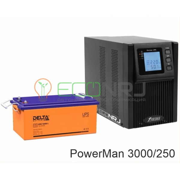 ИБП POWERMAN ONLINE 1000 Plus + Аккумуляторная батарея Delta DTM 12250 L