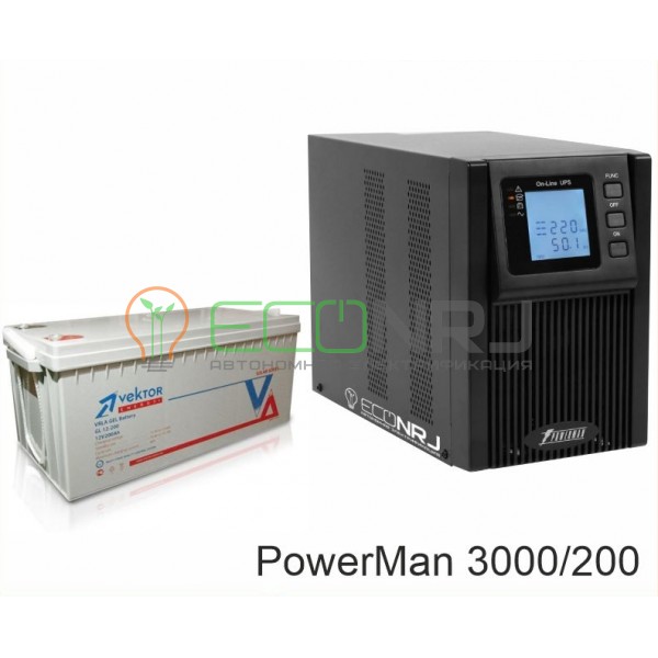 ИБП POWERMAN ONLINE 1000 Plus + Аккумуляторная батарея Vektor GL 12-200