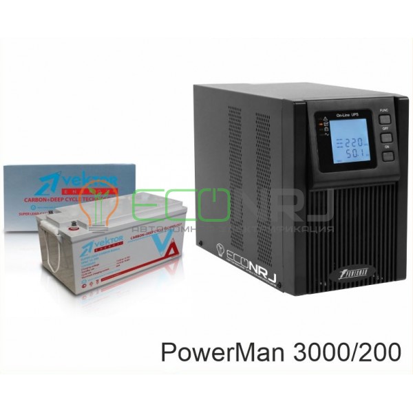 ИБП POWERMAN ONLINE 1000 Plus + Аккумуляторная батарея Vektor VPbC 12-200