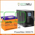 ИБП POWERMAN ONLINE 1000 Plus + Аккумуляторная батарея Delta GEL 12-75