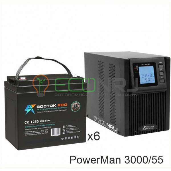 ИБП POWERMAN ONLINE 1000 Plus + Аккумуляторная батарея ВОСТОК PRO СК-1255