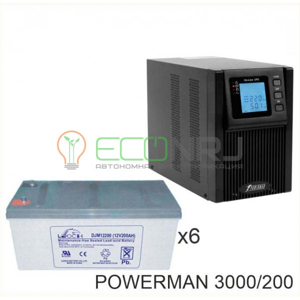 ИБП POWERMAN ONLINE 1000 Plus + Аккумуляторная батарея LEOCH DJM12200