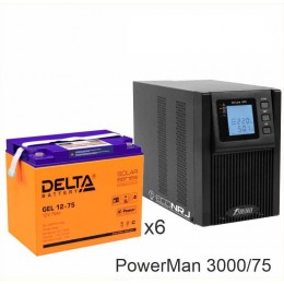 ИБП POWERMAN ONLINE 3000 Plus + Delta GEL 12-75