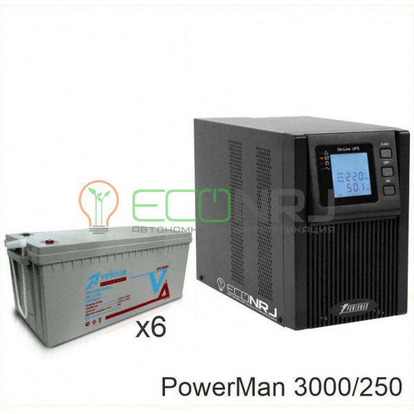 ИБП POWERMAN ONLINE 1000 Plus + Аккумуляторная батарея Vektor GL 12-250
