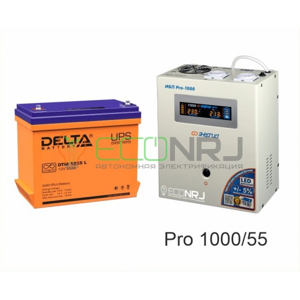 Инвертор (ИБП) Энергия PRO-1000 + Аккумуляторная батарея Delta DTM 1255 L