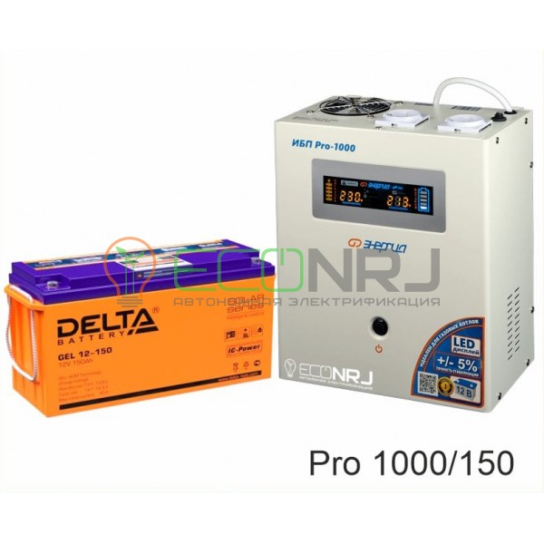 Инвертор (ИБП) Энергия PRO-1000 + Аккумуляторная батарея Delta GEL 12-150