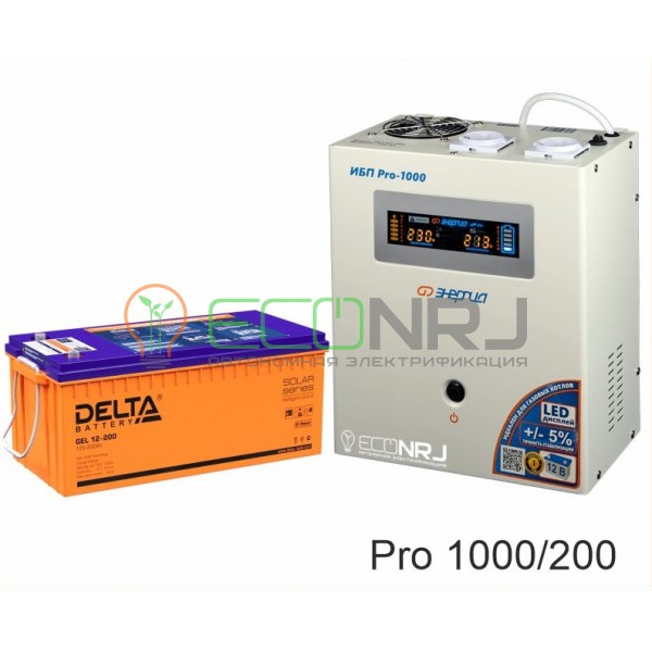 Инвертор (ИБП) Энергия PRO-1000 + Аккумуляторная батарея Delta GEL 12-200